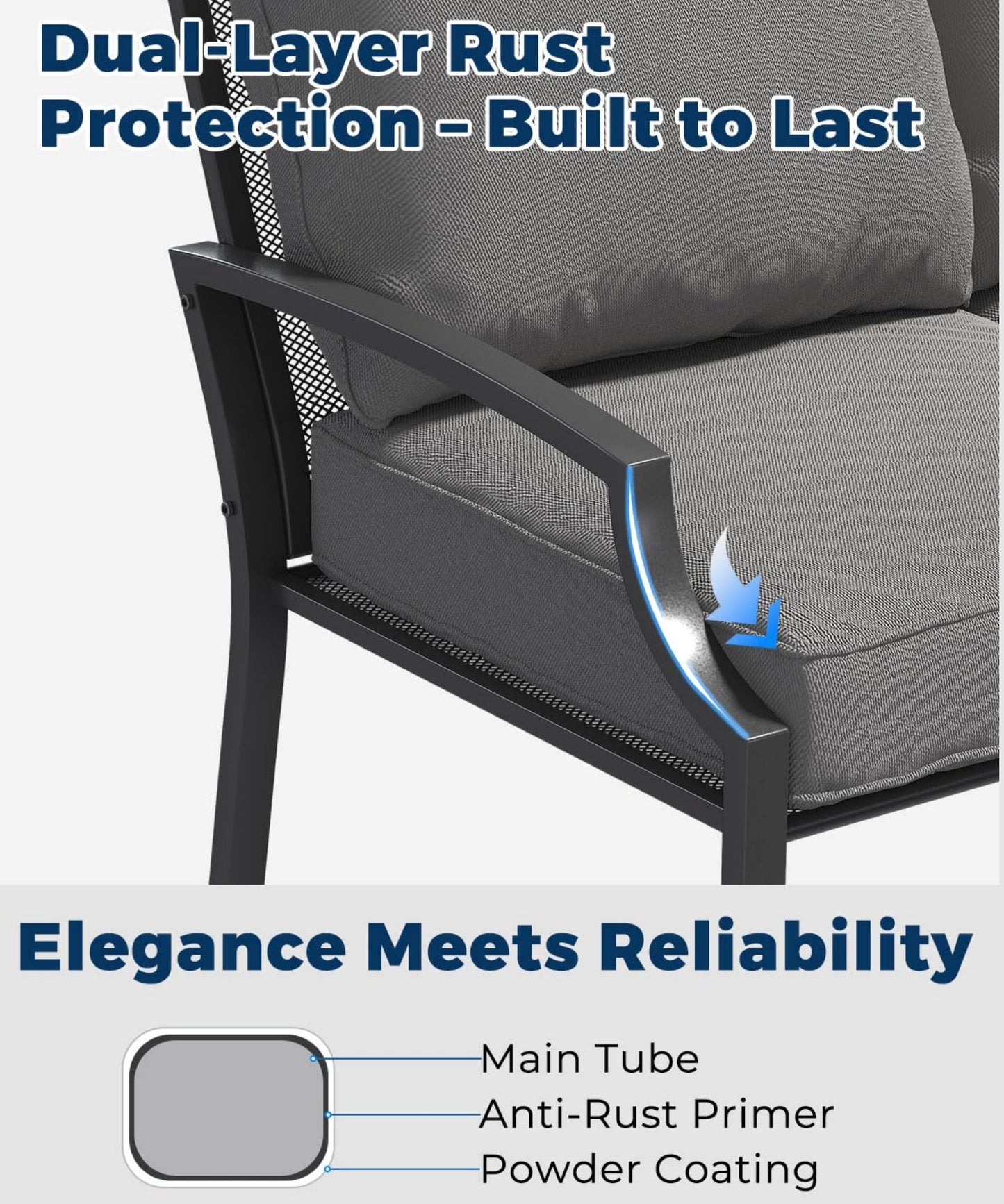 YODOLLA 4-Piece Outdoor Patio Furniture Set with Rocking Chair, Metal Mesh Conversation Bistro Set