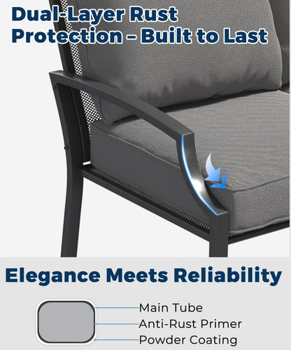 YODOLLA 4-Piece Outdoor Patio Furniture Set with Rocking Chair, Metal Mesh Conversation Bistro Set