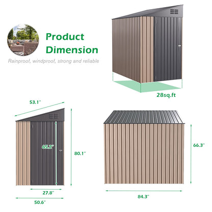 YODOLLA 4' x 7' Outdoor Lean to Storage Shed