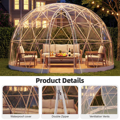 YODOLLA Igloo Tent Dome for Winter Outdoor 12x12 Clear Bubble Tent for 4–7 People
