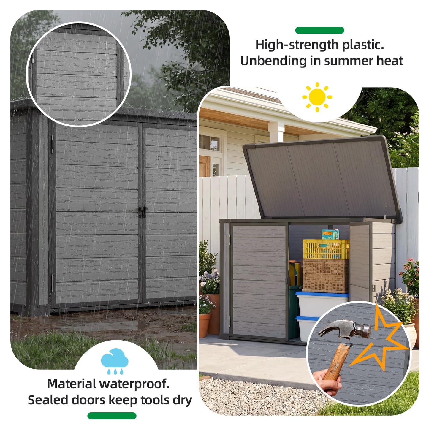 YODOLLA 23 Cu.Ft Storage Cabinet Resin Outdoor Plastic Trash Can Storage Shed