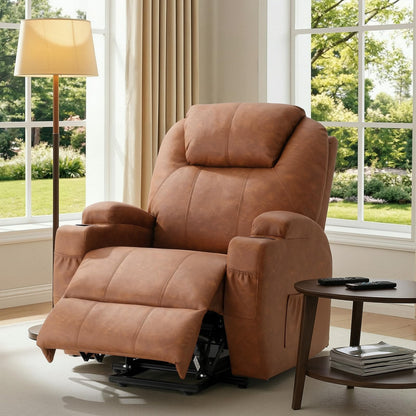 YODOLLA Power Lift Recliner Chair with Massage and Heat, Brown