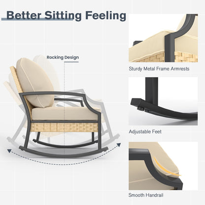 YODOLLA 4 Pieces Patio Furniture Set Outdoor Rattan Conversation Bistro Set