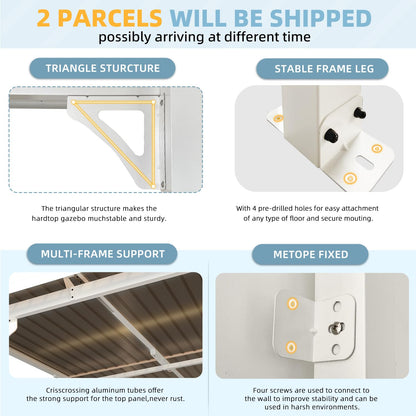 YODOLLA 12' x 8' Outdoor Gazebo Pergola for Patio, Large Hardtop Lean to Shelter Pergolas