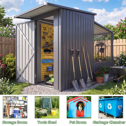 YODOLLA 3'x8' Metal Outdoor Storage Shed with Mesh Window, Garden Shed