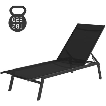YODOLLA Patio Lounge Chairs Adjustable 5-Position Outdoor Chaise Lounge with Wheels