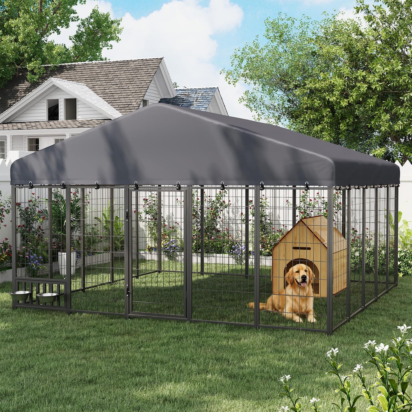 YODOLLA 10x10 Ft Outdoor Dog Kennel Large Dog Run