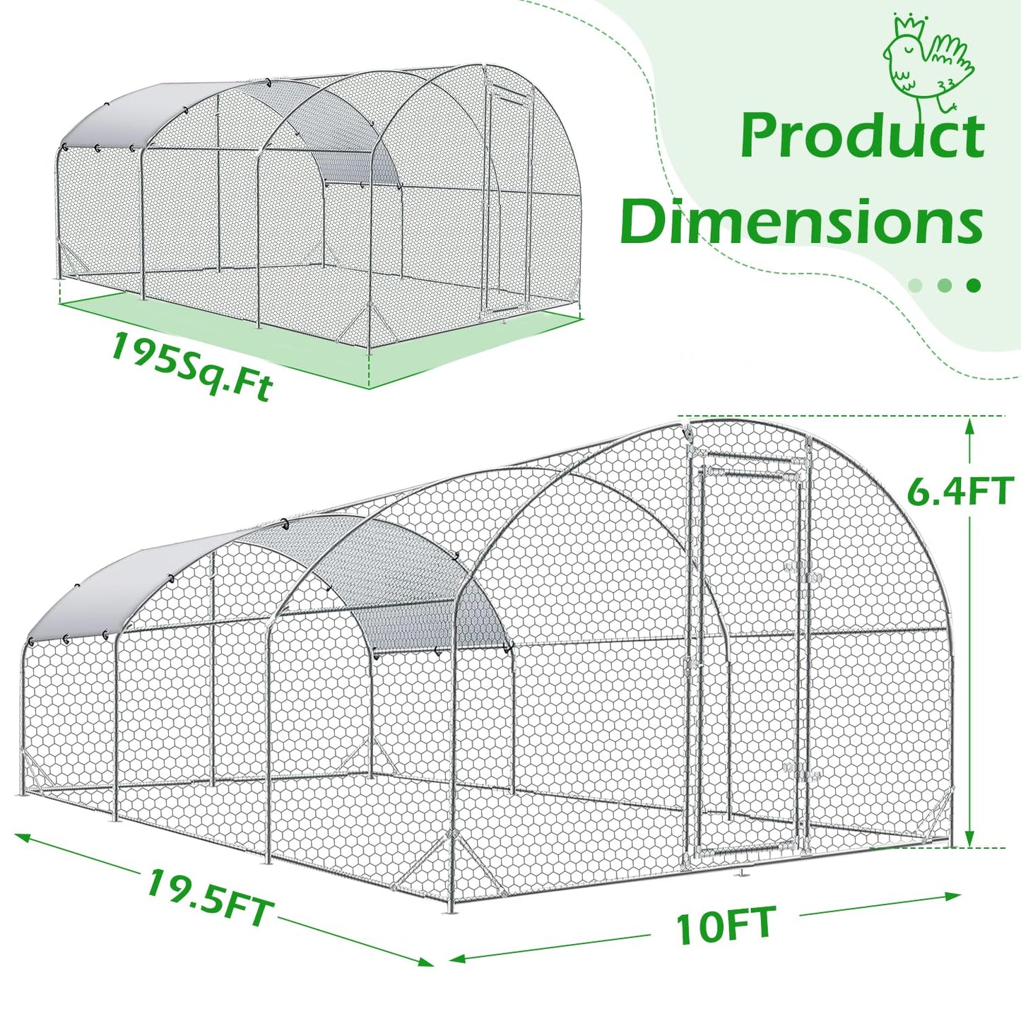 YODOLLA 6m Large Metal Chicken Cage with dome