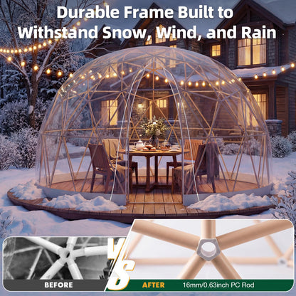 YODOLLA Igloo Tent Dome for Winter Outdoor 12x12 Clear Bubble Tent for 4–7 People