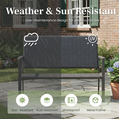 YODOLLA Outdoor Garden Bench Weatherproof Wicker Outside Benches