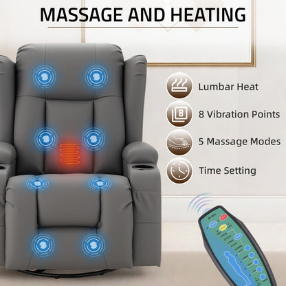 YODOLLA Recliner Chair with Massage and Heat, Grey