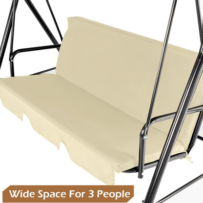 YODOLLA 3-Seat Outdoor Patio Swing with Canopy, Beige
