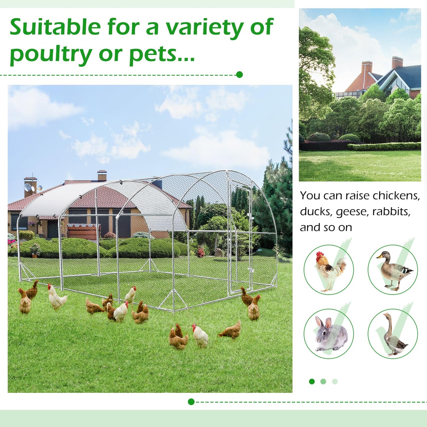 YODOLLA 6m Large Metal Chicken Cage with dome