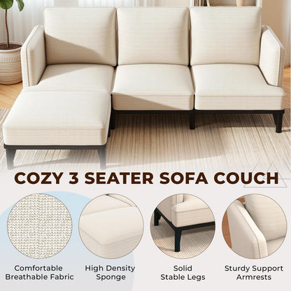 YODOLLA 3 Seater Sofa Bed with Ottoman, Modular Sofa Cloud Couch Lounge