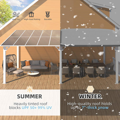 YODOLLA 20' x 8' Gazebo Wall-Mounted Hard Top Lean to Metal Shelter Pergolas, White