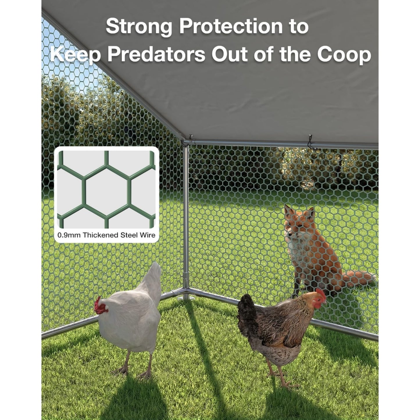 YODOLLA Metal Chicken Coop, 19.5 x 10 x 6.4 FT Extra Large Chicken Run Enclosure with Cover