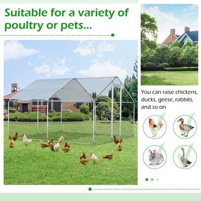 YODOLLA 4m Large Metal Chicken Cage with a pointed roof