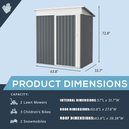 YODOLLA 5'x3' Outdoor Storage Shed Small Metal Outside Storage Garden Sheds