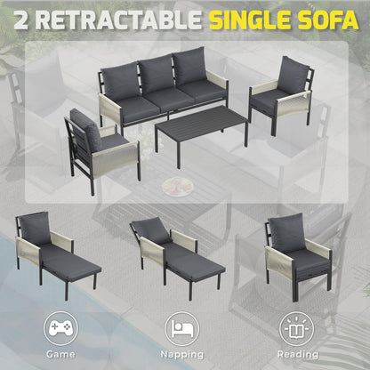 YODOLLA Aluminum Patio Furniture Set Outdoor Sectional Couch with Coffee Central Table