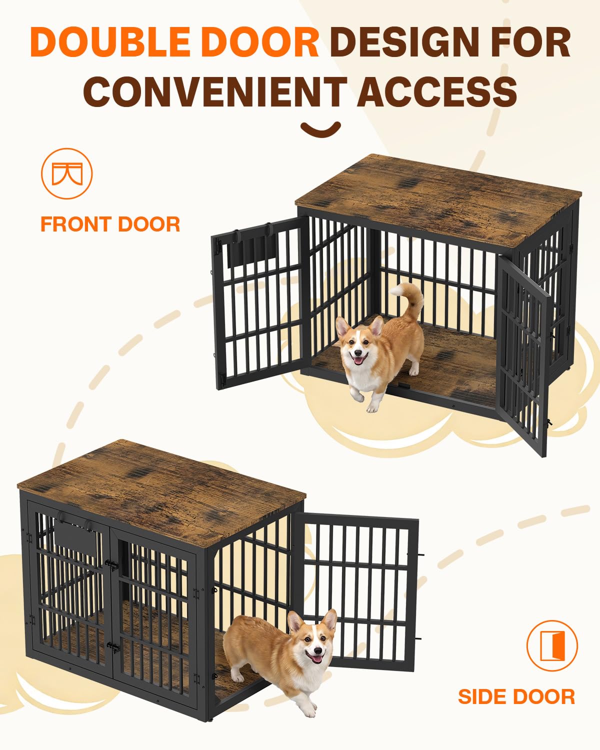 YODOLLA 38" Dog Crate Furniture Heavy Duty Dog Kennel Indoor with Name Tag
