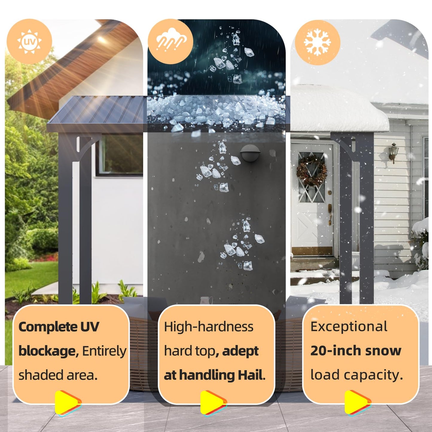 YODOLLA 20' x 12' Outdoor Wall-Mounted Gazebo Hardtop Pergola for Patio