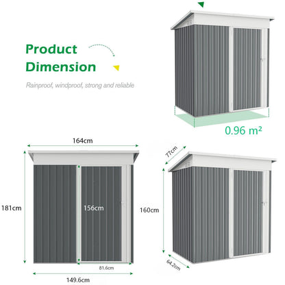 YODOLLA 5'x3' Outdoor Storage Shed with Floor Base Small Metal Garden Sheds