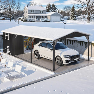 YODOLLA 12'×23' Outdoor Storage Shed with Heavy Duty Metal Weather-Resistant Carport