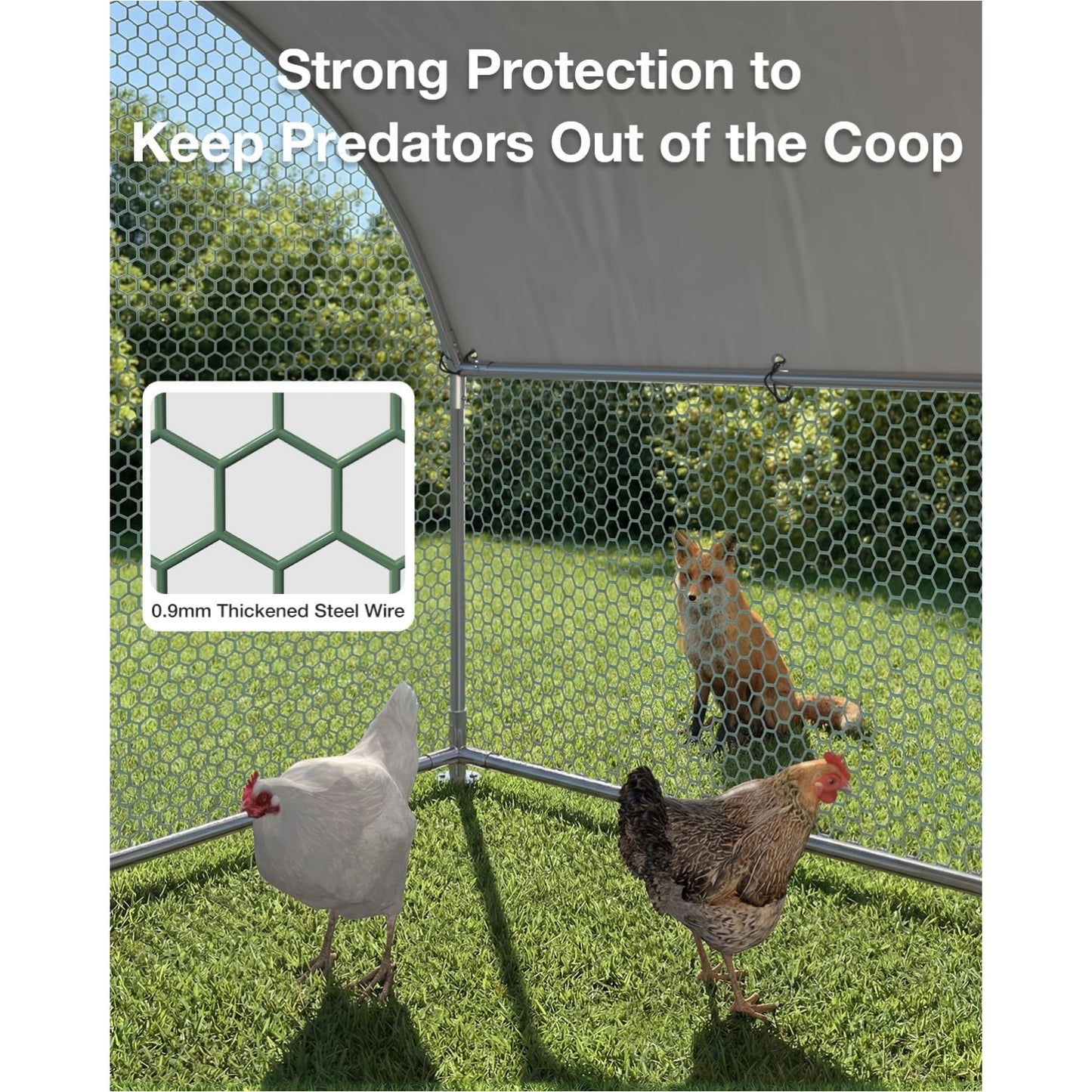 YODOLLA Metal Chicken Coop, 13x10x6.4 FT Extra Large Chicken Run Enclosure with Cover