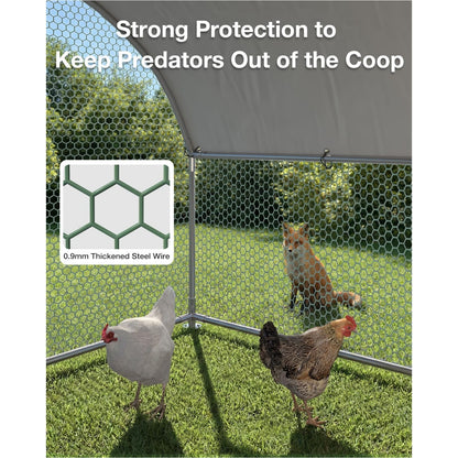 YODOLLA Metal Chicken Coop, 13x10x6.4 FT Extra Large Chicken Run Enclosure with Cover