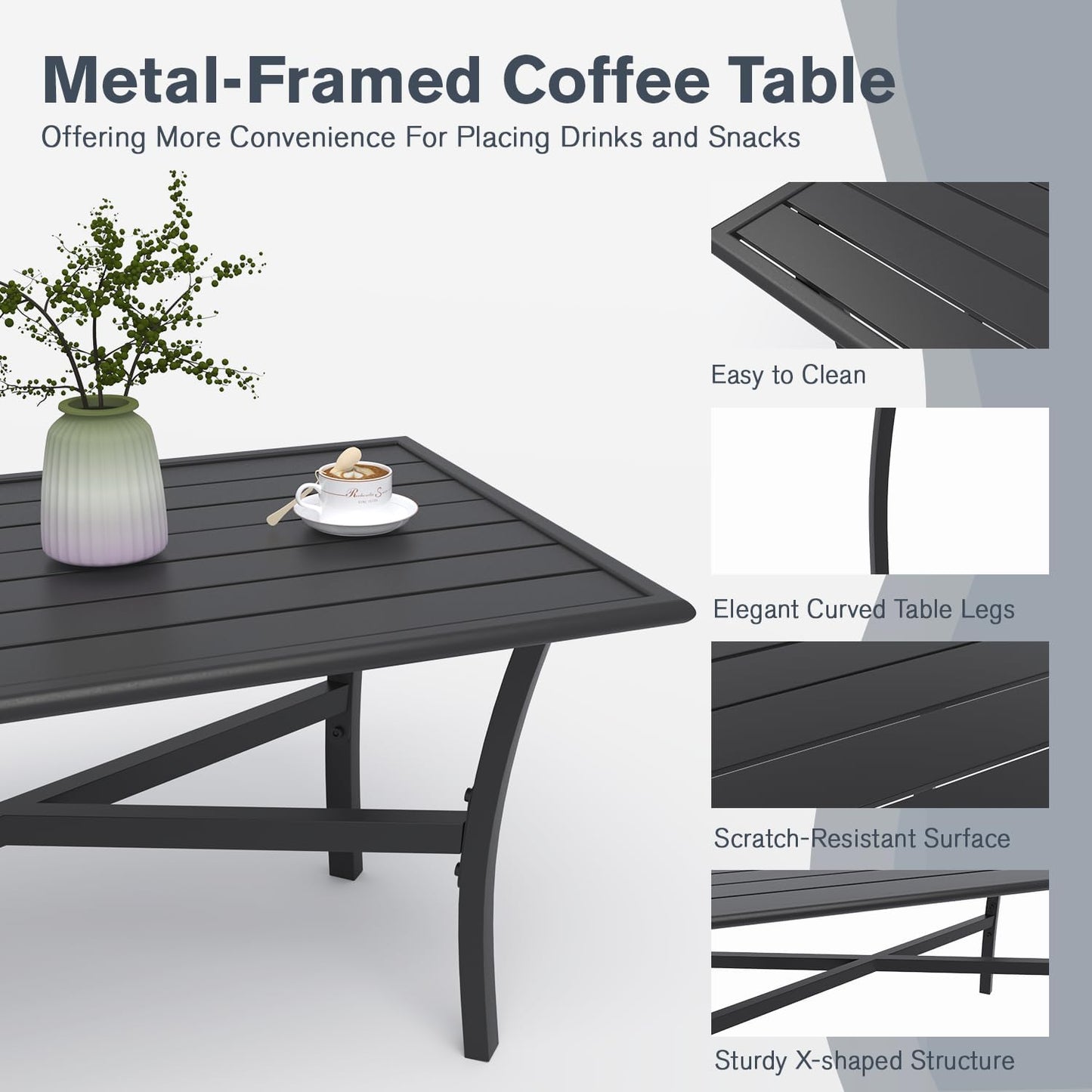 YODOLLA 4 Pieces Patio Furniture Set Outdoor Rattan Conversation Bistro Set