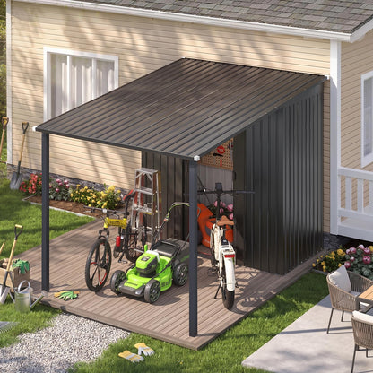 YODOLLA 5'x8' Metal Outdoor Grill Gazebo & 215 Cu.ft Lean to Storage Shed