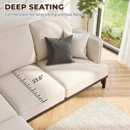 YODOLLA 3 Seater Sofa Bed with Ottoman, Modular Sofa Cloud Couch Lounge