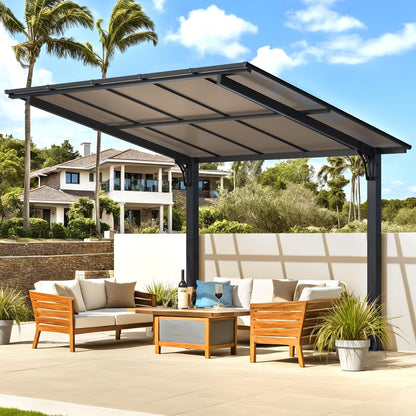 YODOLLA 10' x 8' Lean to Gazebo for Patio, Small Freestanding Pergola