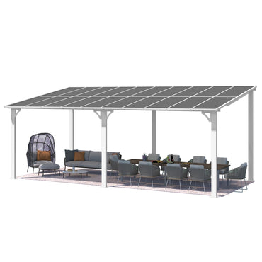 YODOLLA 20' x 10' White Gazebo Outdoor Pergola for Patio Large Lean to Metal Pergolas