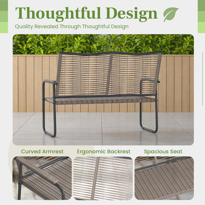 YODOLLA Outdoor Garden Bench, Weatherproof Wicker Outside Benches