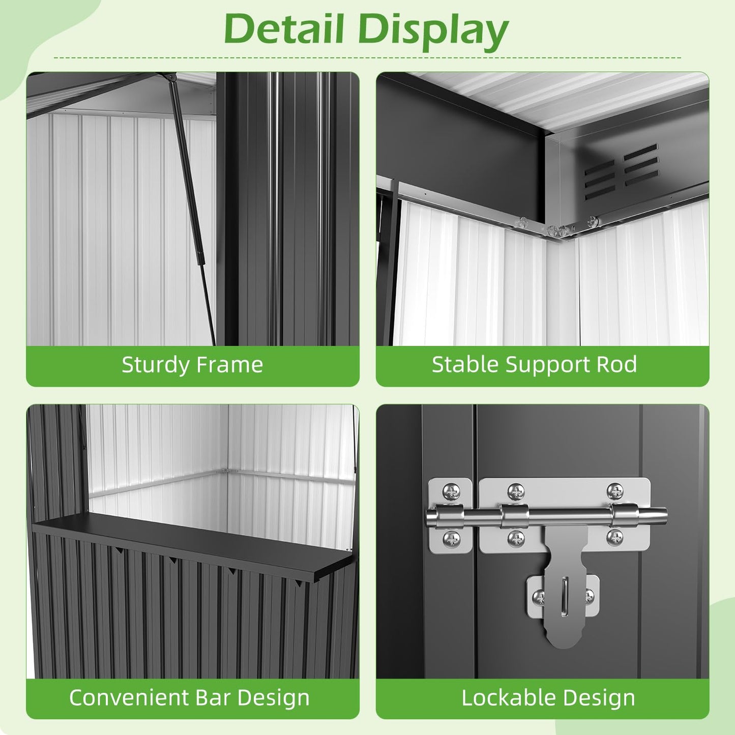 YODOLLA 8x4 FT Outdoor Storage Shed with Bar Counter, 2-in-1 Patio Metal Backyard Bar & Tool Storage Cabinet