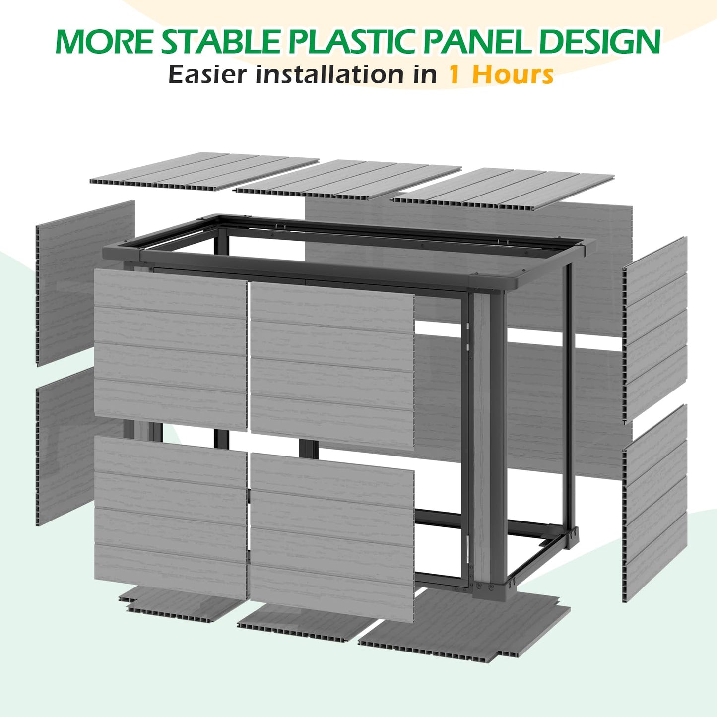 YODOLLA 23 Cu.Ft Storage Cabinet Resin Outdoor Plastic Trash Can Storage Shed