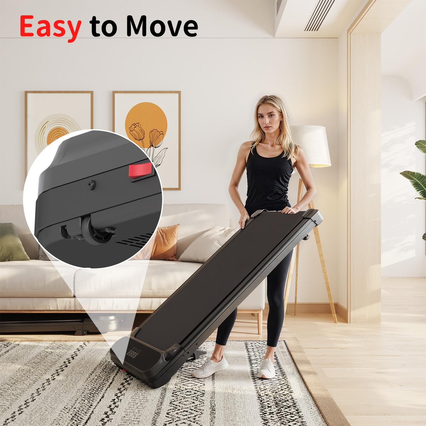 YODOLLA Walking Pad with 8% Incline, Under Desk Treadmill for Home Office