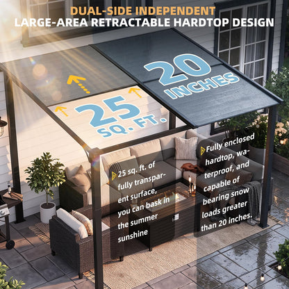 YODOLLA 12'x 10' Lean to Gazebo, Wall-Mounted Resin Pergola for Patio