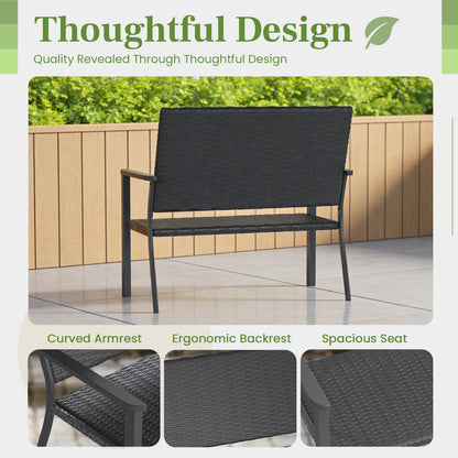 YODOLLA Outdoor Garden Bench Weatherproof Wicker Outside Benches