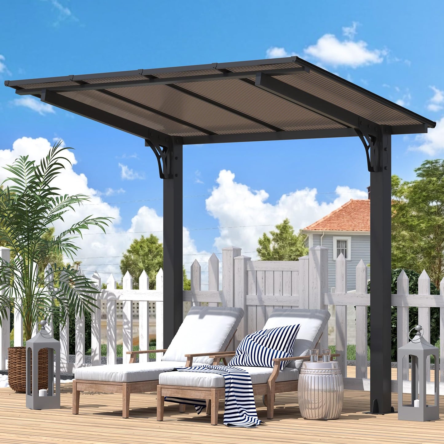 YODOLLA 8' x 5' Hardtop Pergola Grill Gazebo Outdoor Pergola for Patio