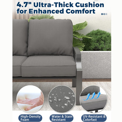 YODOLLA 4-Piece Outdoor Patio Furniture Set with Rocking Chair, Metal Mesh Conversation Bistro Set