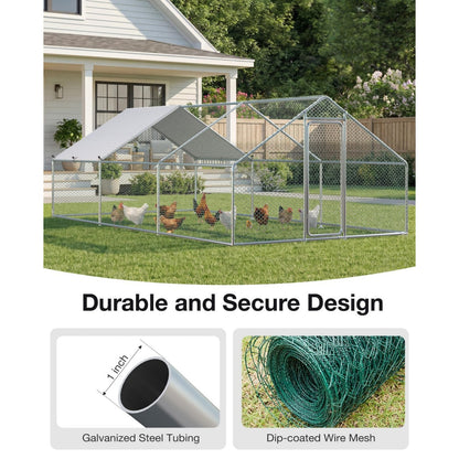 YODOLLA Metal Chicken Coop, 19.5 x 10 x 6.4 FT Extra Large Chicken Run Enclosure with Cover
