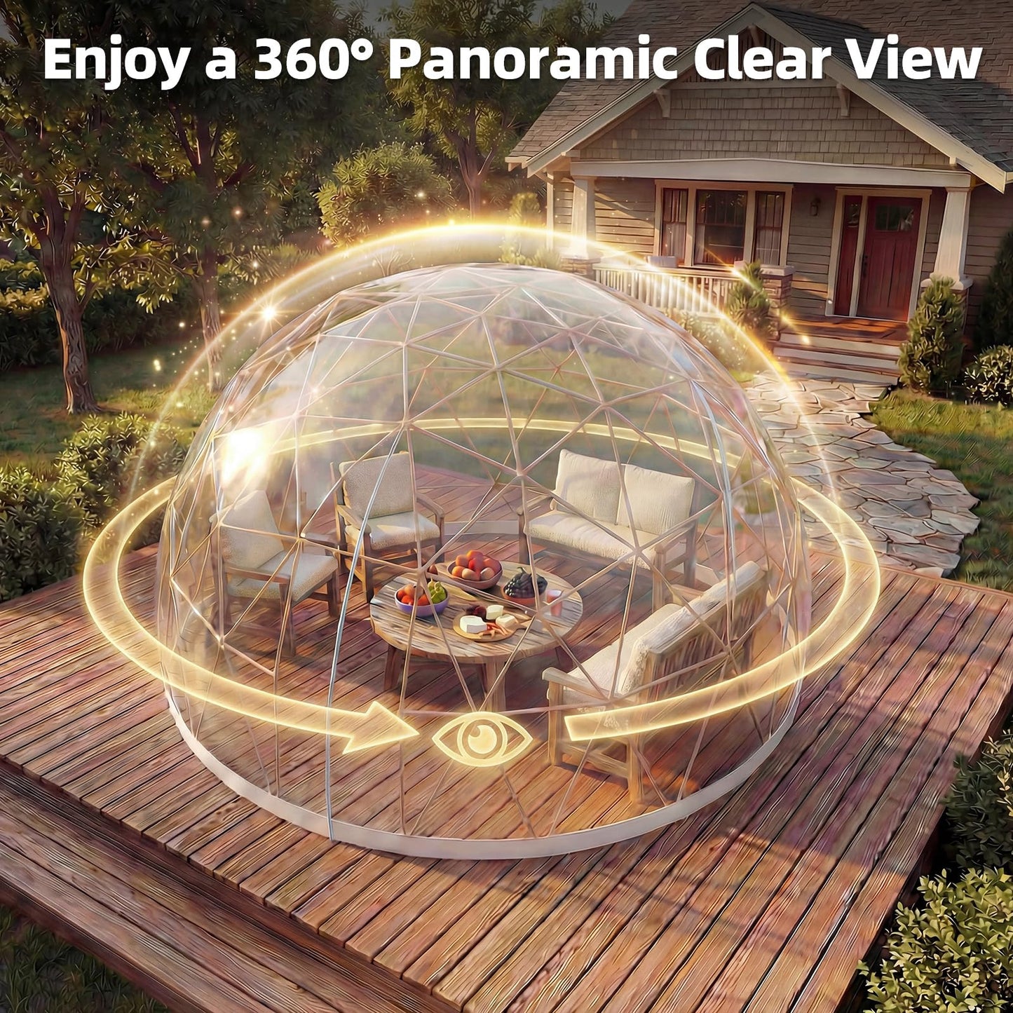 YODOLLA Igloo Tent Dome for Winter Outdoor 12x12 Clear Bubble Tent for 4–7 People