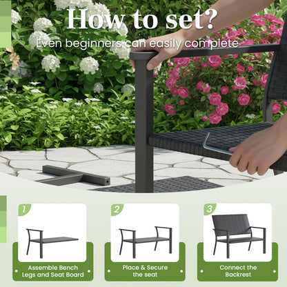 YODOLLA Outdoor Garden Bench Weatherproof Wicker Outside Benches