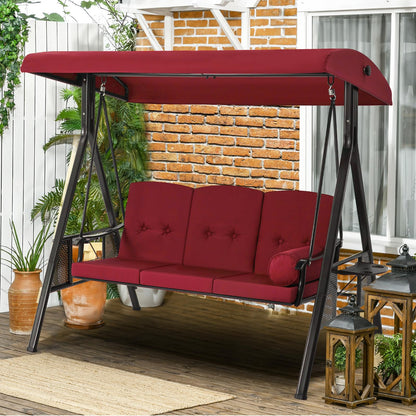 YODOLLA  3-Seat Patio Porch Swing Chair, Red