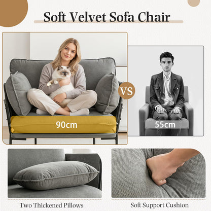 YODOLLA Modern Accent Chair with Wide Seat, Armchair, Grey