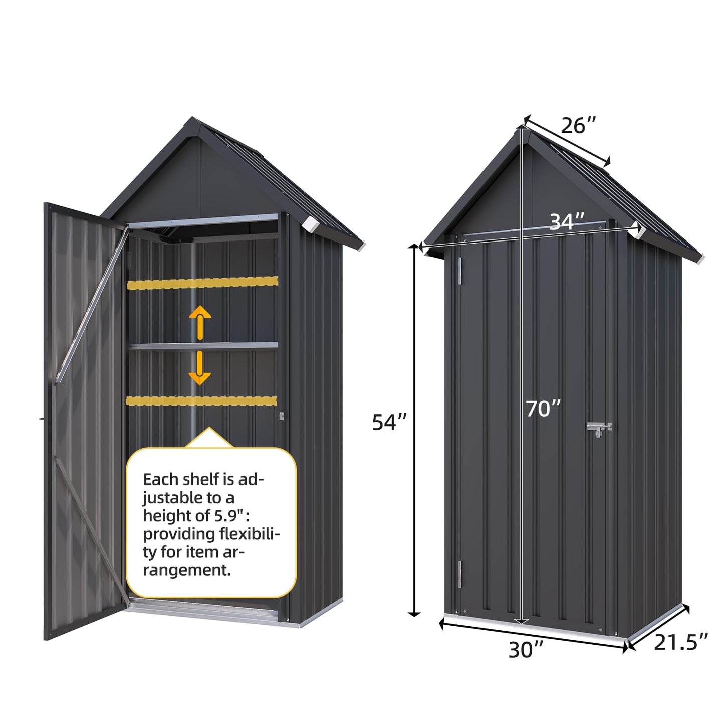YODOLLA Outdoor Storage Cabinet Waterproof, Vertical Tall Outdoor Storage Cabinet with Shelves