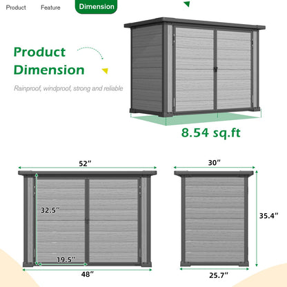 YODOLLA 23 Cu.Ft Storage Cabinet Resin Outdoor Plastic Trash Can Storage Shed