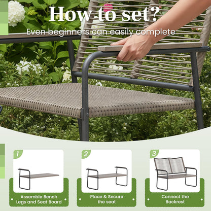 YODOLLA Outdoor Garden Bench, Weatherproof Wicker Outside Benches